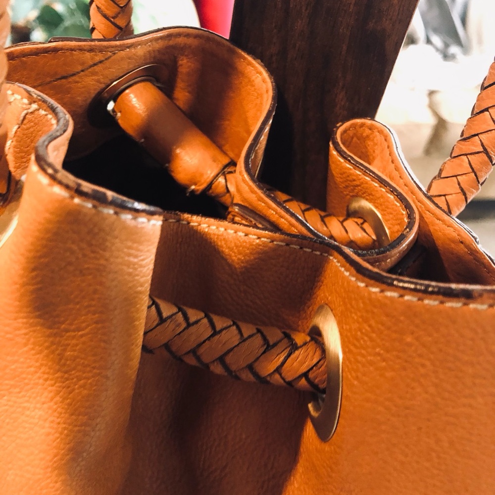 Sale! COLEHAAN Chesnut Brown Satchel Leather Handbag - Picture 2 of 7